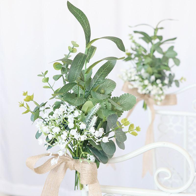 Simulated Flower Forest Series Full Sky Star Green Leaf Chair Back Flower Wedding Chair Back Flower Decoration - Uflower