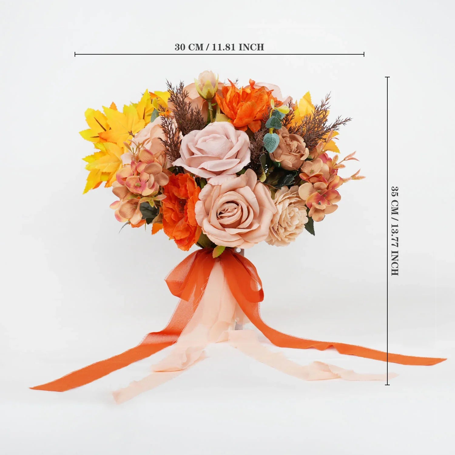 Uflower Coffee and Orange wedding flowers bridal bouquets MG80006-01 - Uflower