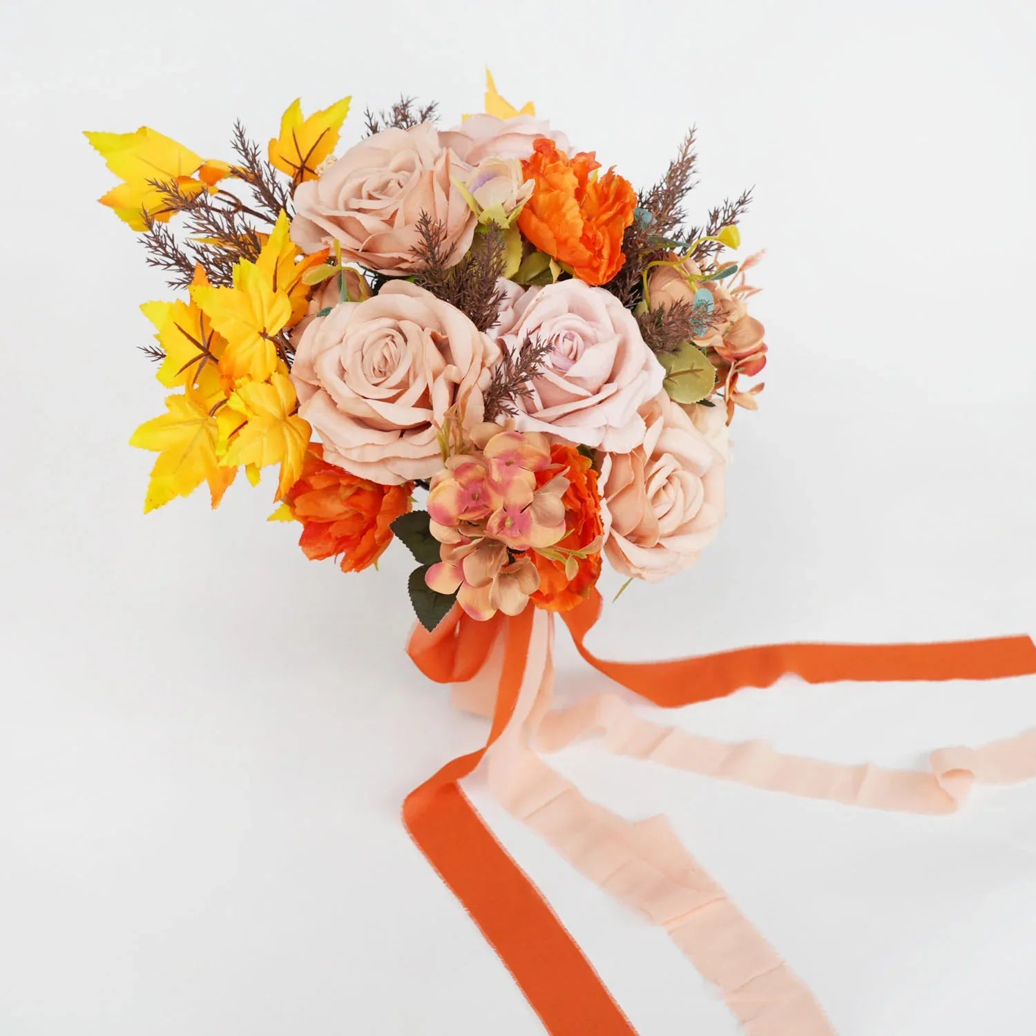 Uflower Coffee and Orange wedding flowers bridal bouquets MG80006-01 - Uflower