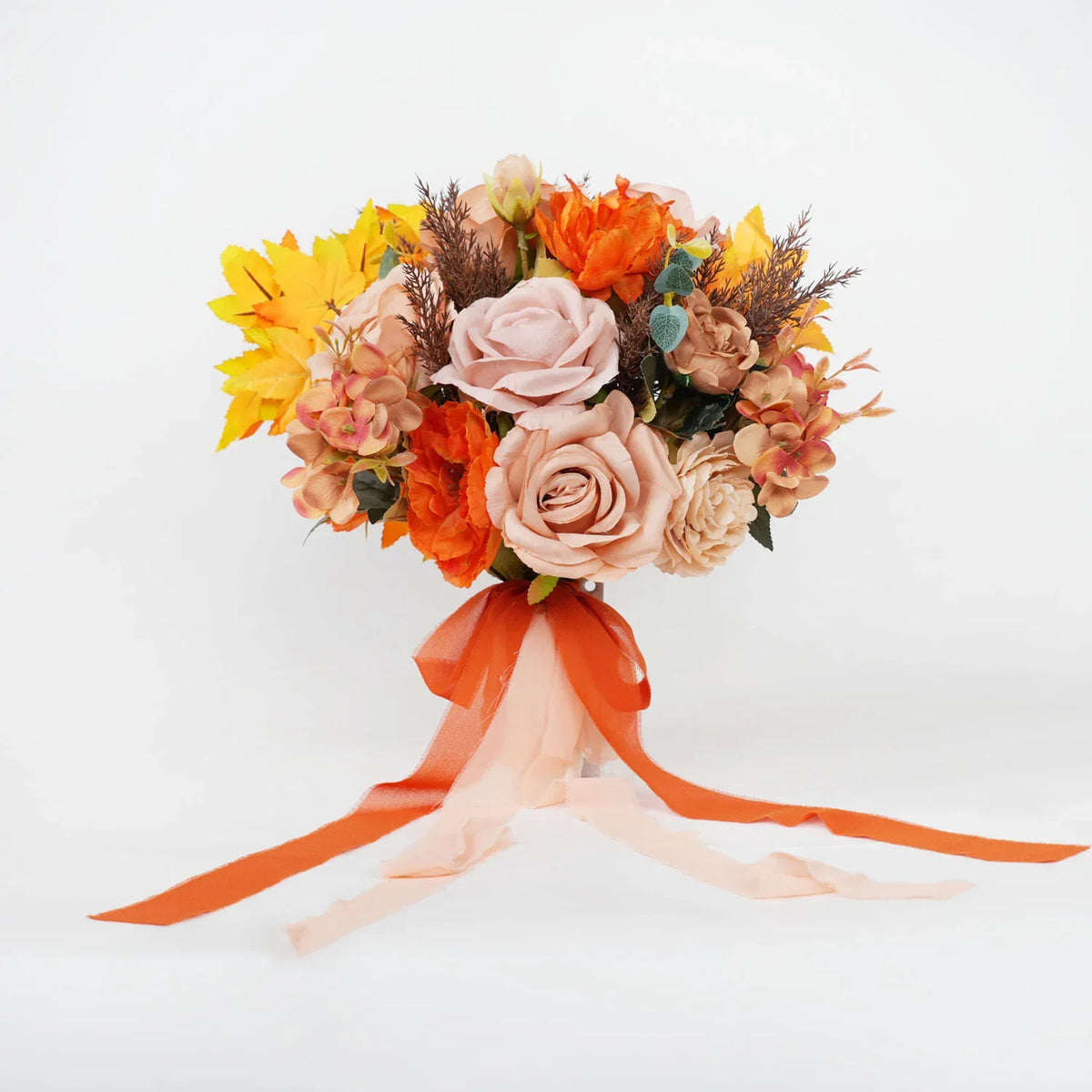 Uflower Coffee and Orange wedding flowers bridal bouquets MG80006-01 - Uflower