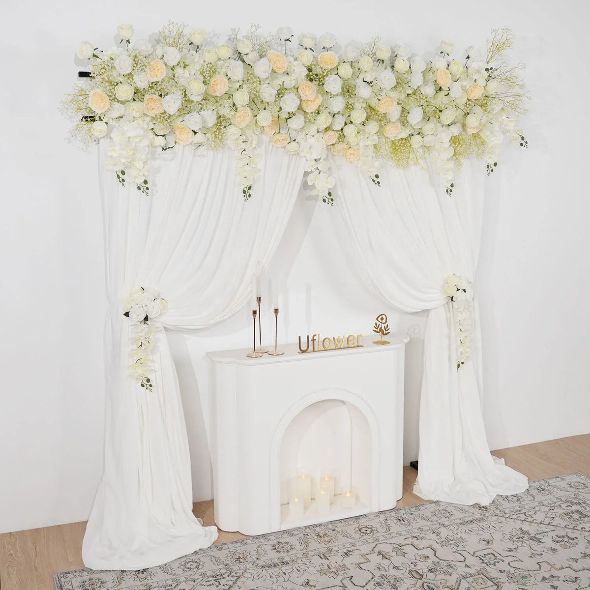 Uflower Cream White Butterfly Orchid Background Flower Row MC80033-01 - Uflower