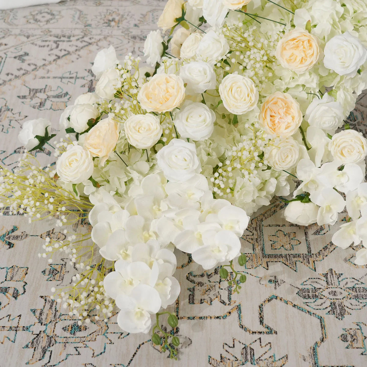 Uflower Cream White Butterfly Orchid Background Flower Row MC80033-01 - Uflower