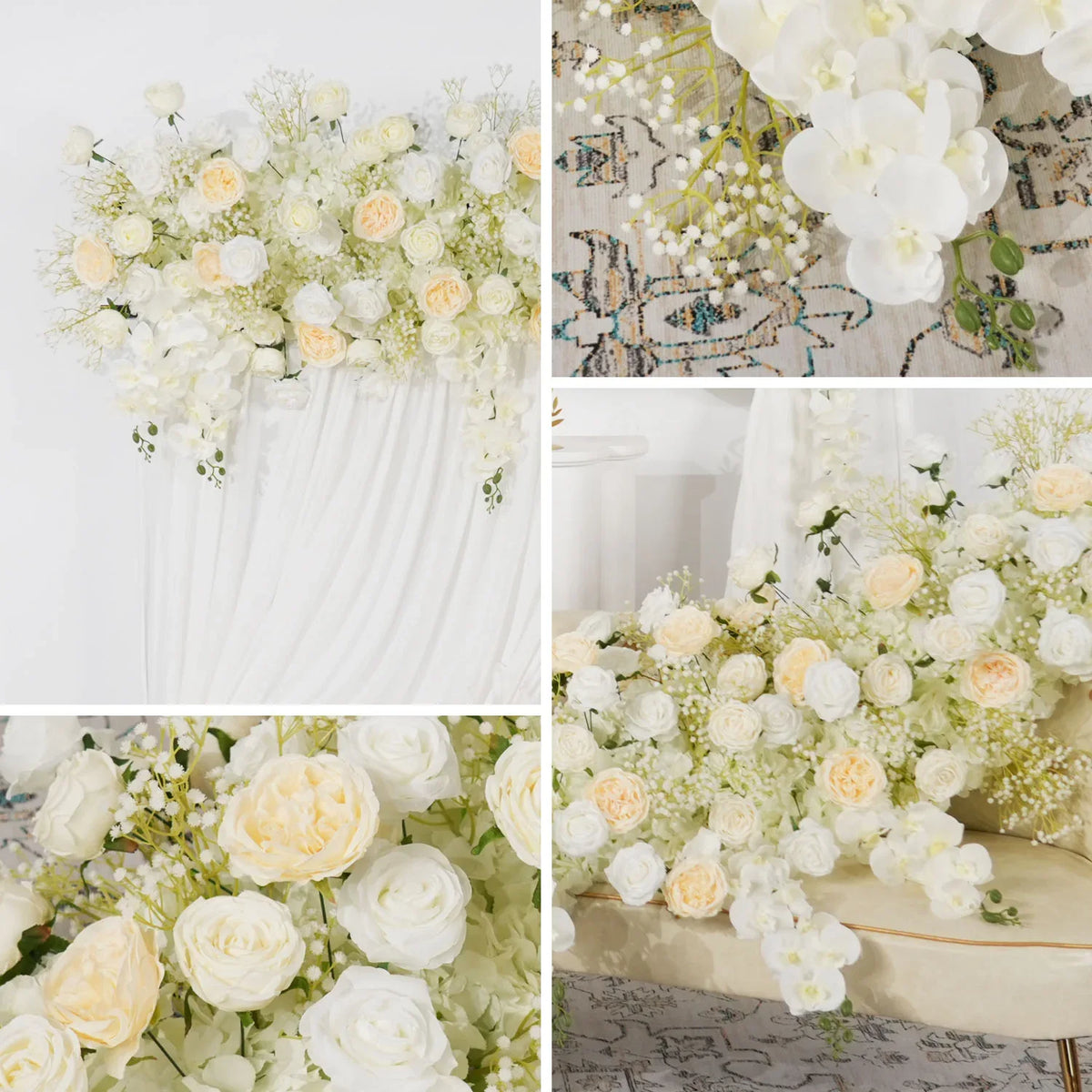 Uflower Cream White Butterfly Orchid Background Flower Row MC80033-01 - Uflower