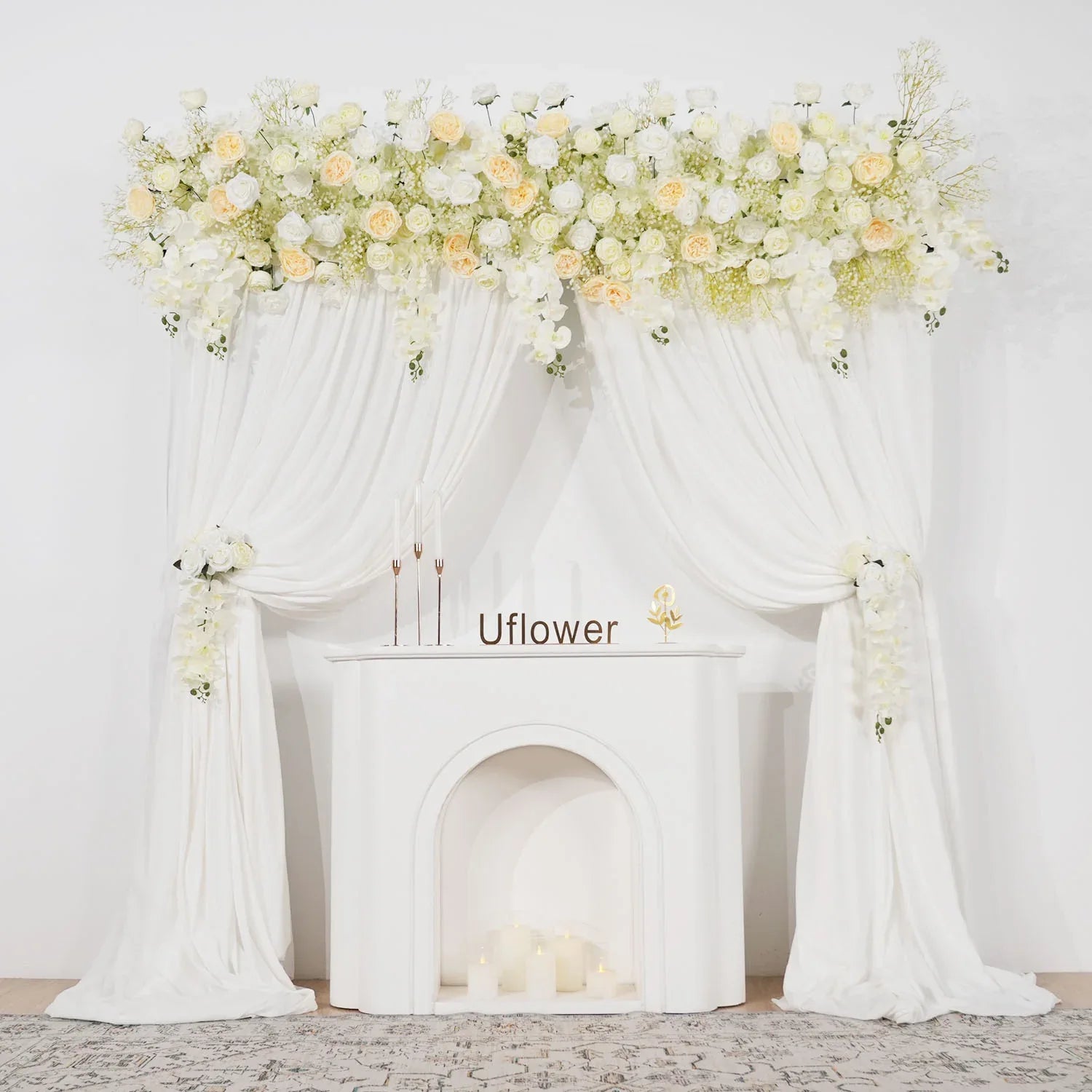 Uflower Cream White Butterfly Orchid Background Flower Row MC80033-01 - Uflower