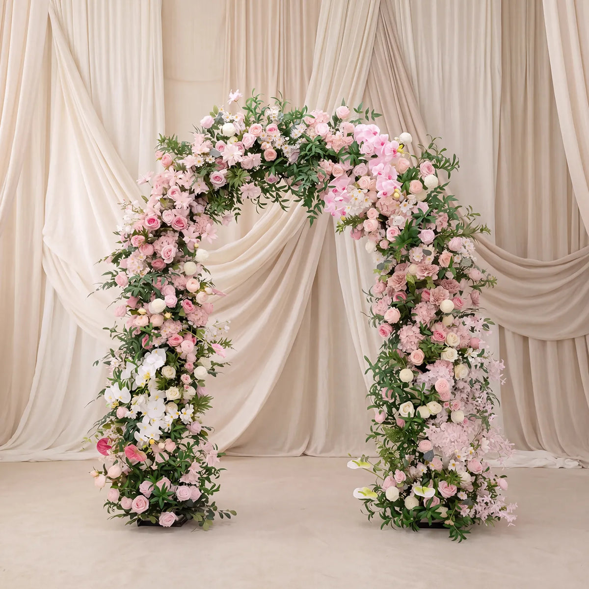 Uflower Pink Green Rose Door Arch Floral Arrangement Set DD02833