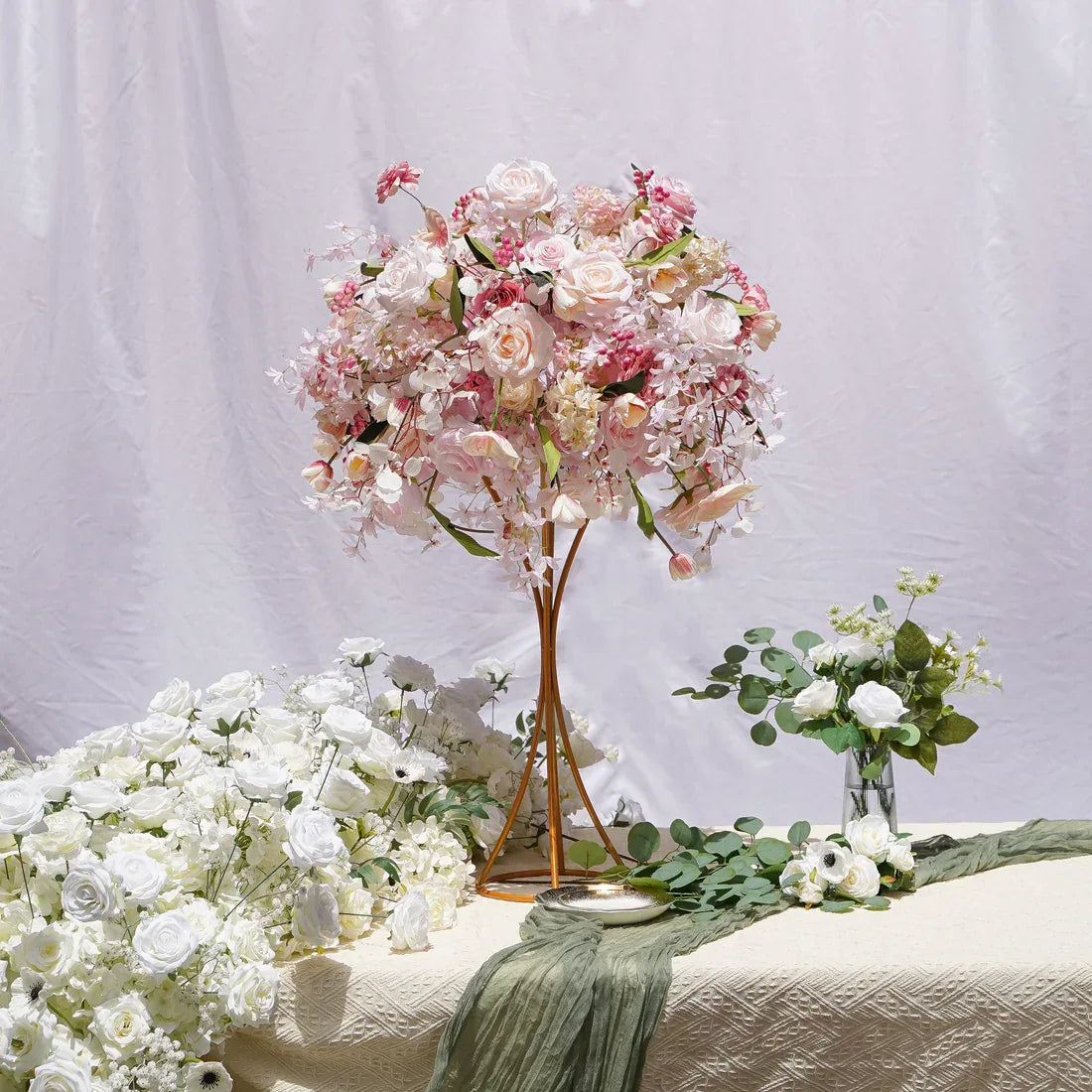 Artificial Light Pink Flower Wedding Table Centerpiece MB80102-01 - Uflower