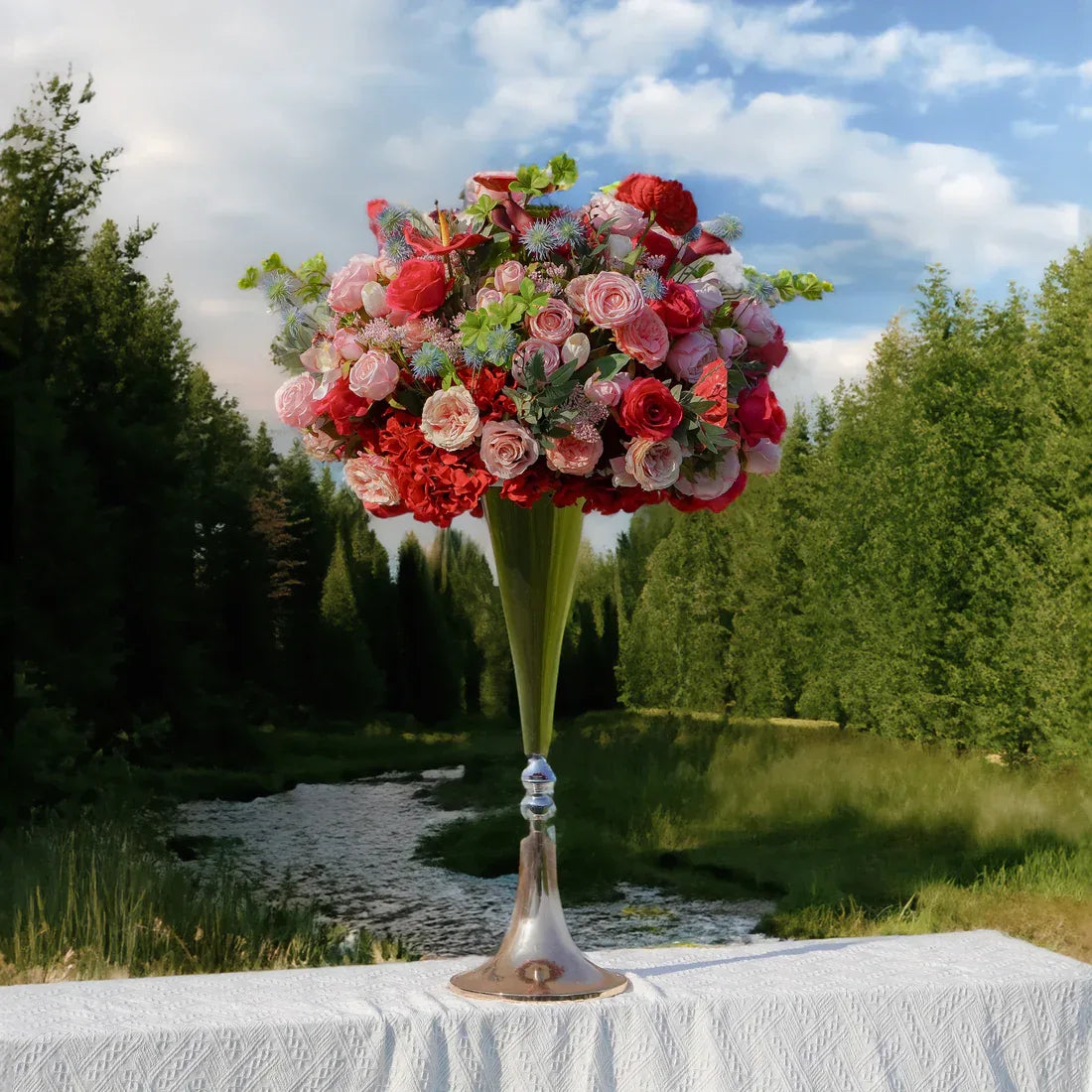 Artificial Rosewood Flower Wedding Table Centerpiece MB80103-01 - Uflower