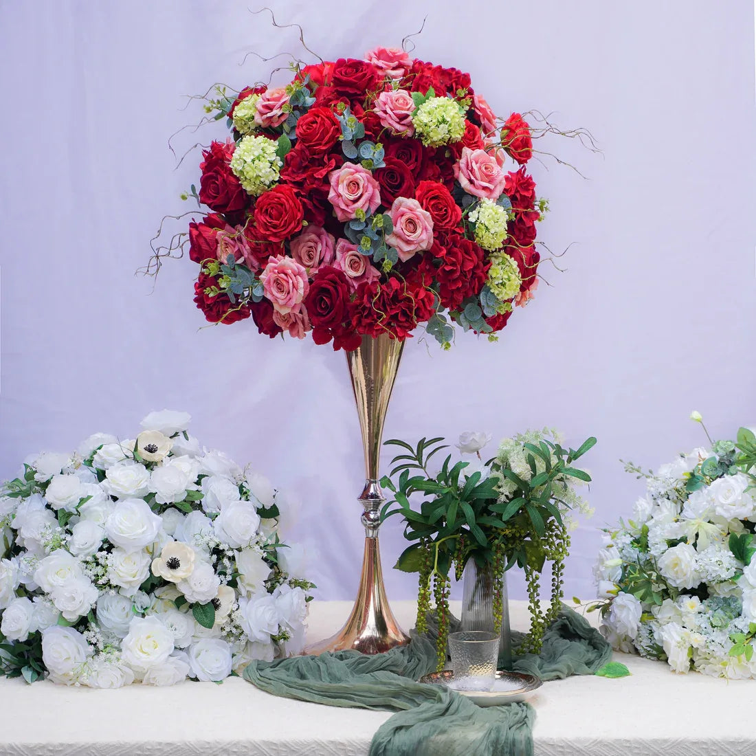 Artificial Vermilion Flower Wedding Table Centerpiece DD02490 - Uflower
