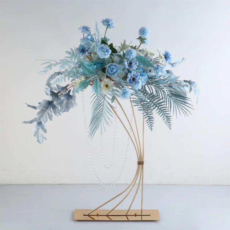 Gold iron crystal wedding flower rack main table decoration - Uflower