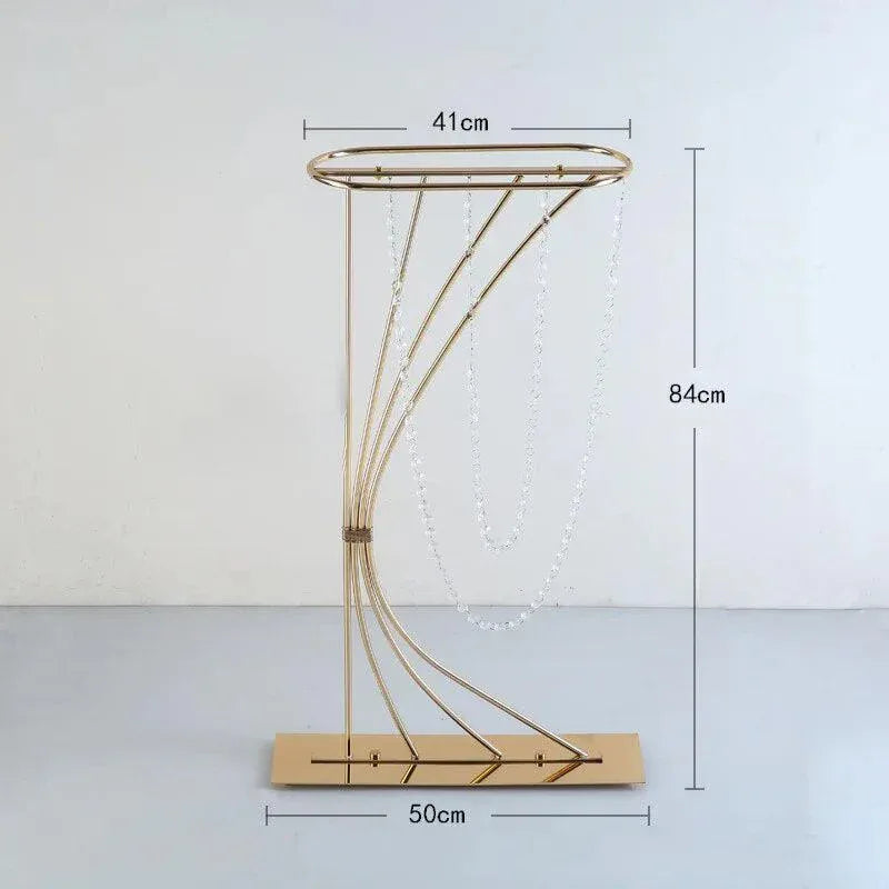 Gold iron crystal wedding flower rack main table decoration - Uflower