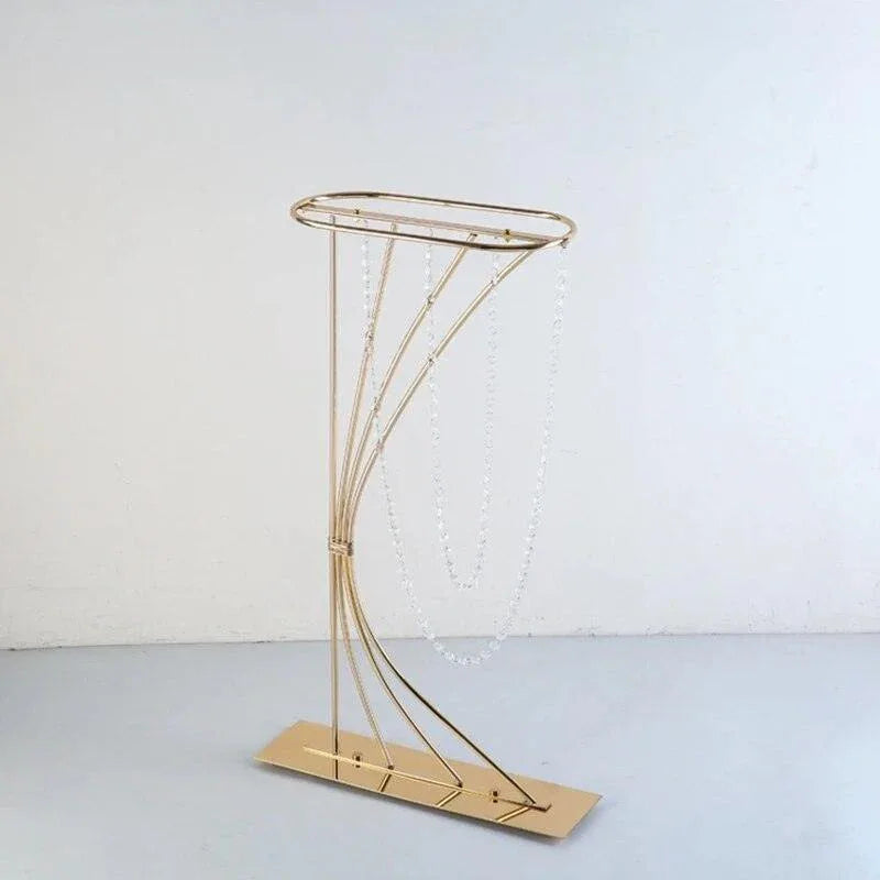 Gold iron crystal wedding flower rack main table decoration - Uflower