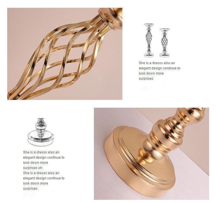 Gold Iron Cross Vase Dining Table Candlestick Decoration - Uflower