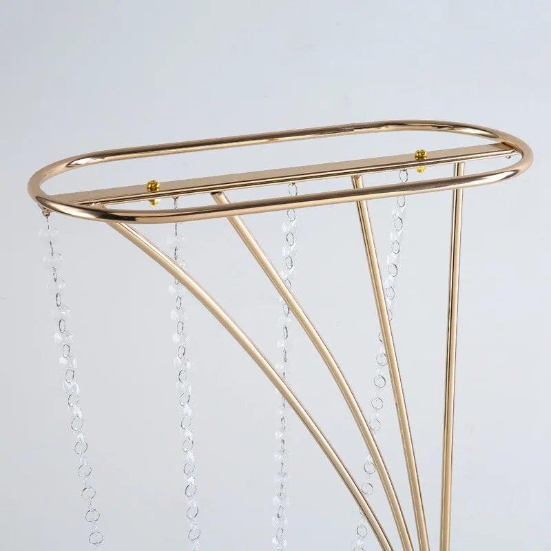 Gold iron crystal wedding flower rack main table decoration - Uflower