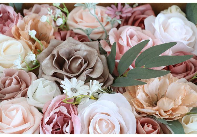 Simulated mixed color rose silk fabric aircraft box DIY interior decoration - Uflower