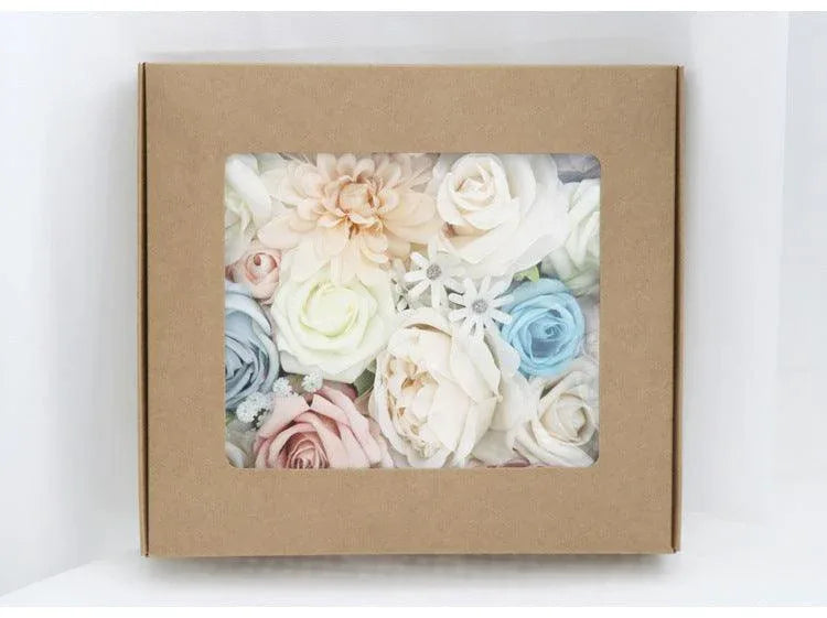 Simulated pink blue mixed rose silk fabric aircraft box DIY interior decoration - Uflower