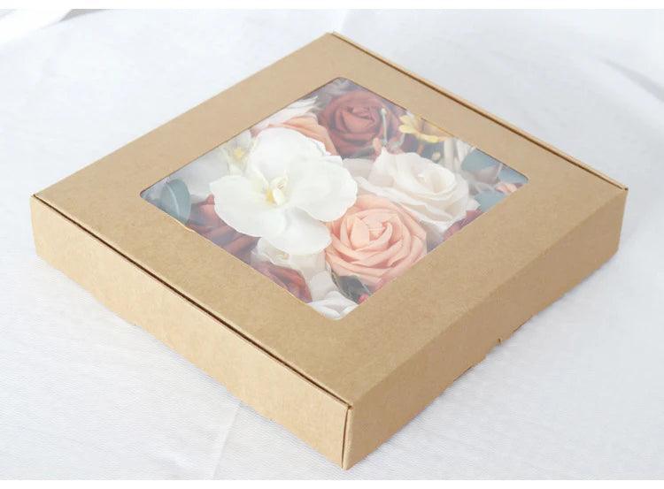 Simulated white orange rose silk fabric aircraft box DIY interior decoration - Uflower