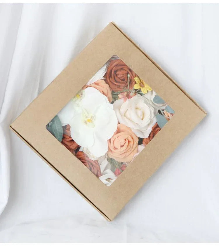 Simulated white orange rose silk fabric aircraft box DIY interior decoration - Uflower