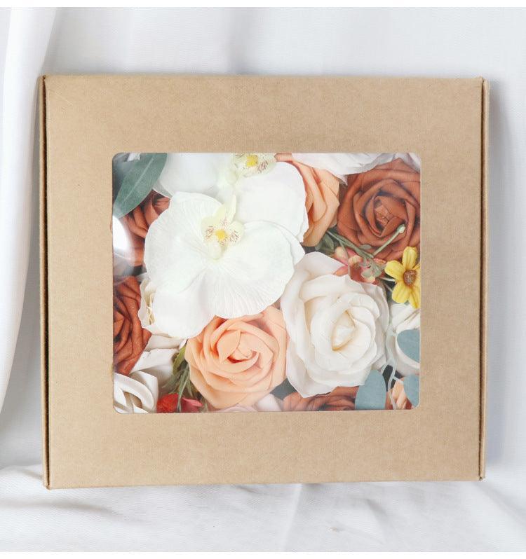 Simulated white orange rose silk fabric aircraft box DIY interior decoration - Uflower