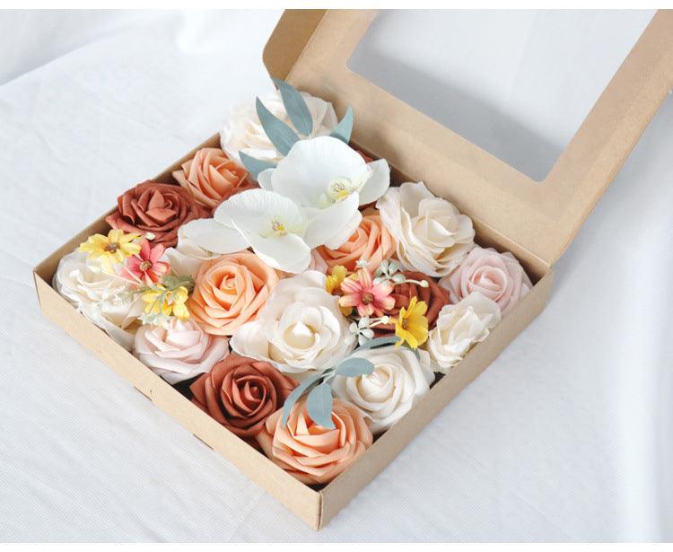Simulated white orange rose silk fabric aircraft box DIY interior decoration - Uflower