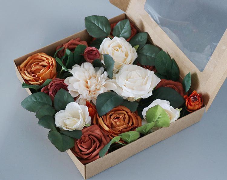 Simulated Champagne Caramel Rose Silk Fabric Aircraft Box DIY Interior Decoration - Uflower