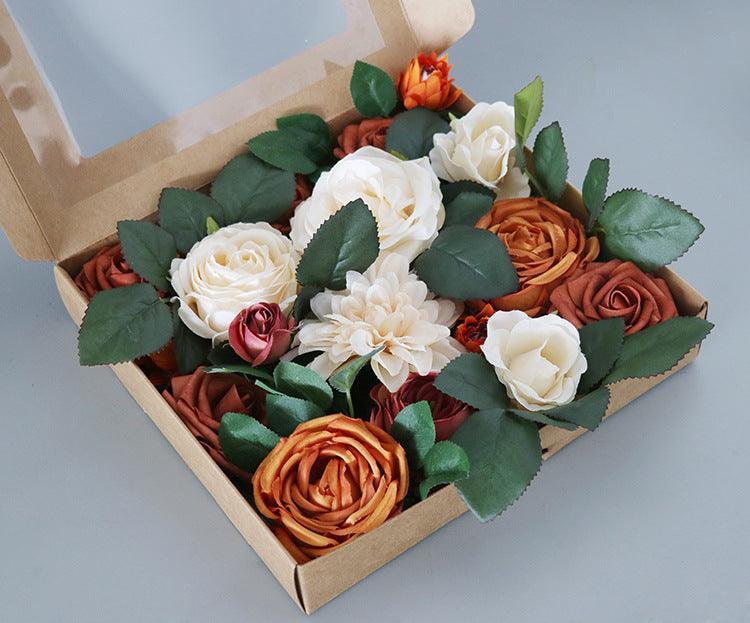 Simulated Champagne Caramel Rose Silk Fabric Aircraft Box DIY Interior Decoration - Uflower