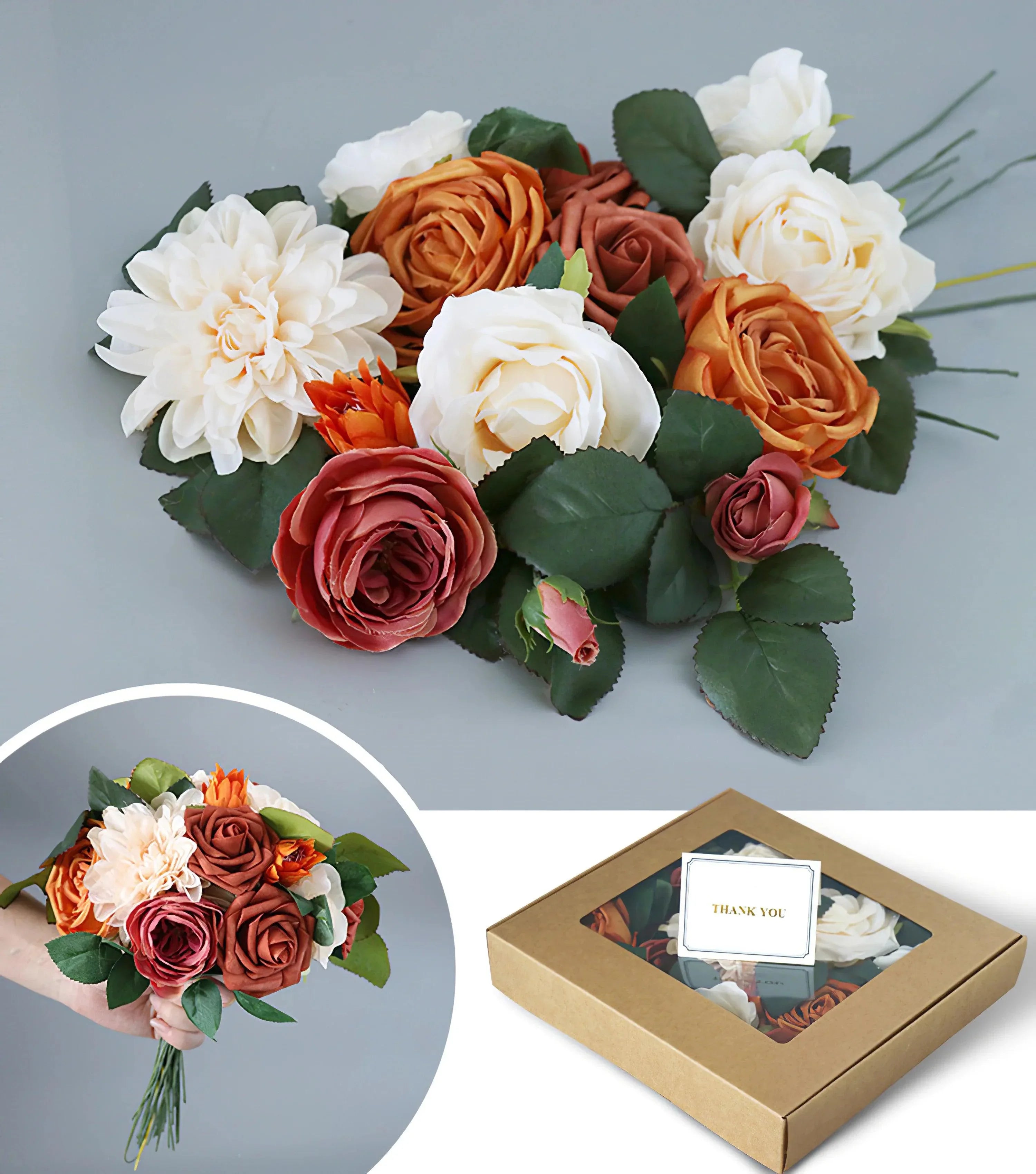 Simulated Champagne Caramel Rose Silk Fabric Aircraft Box DIY Interior Decoration - Uflower
