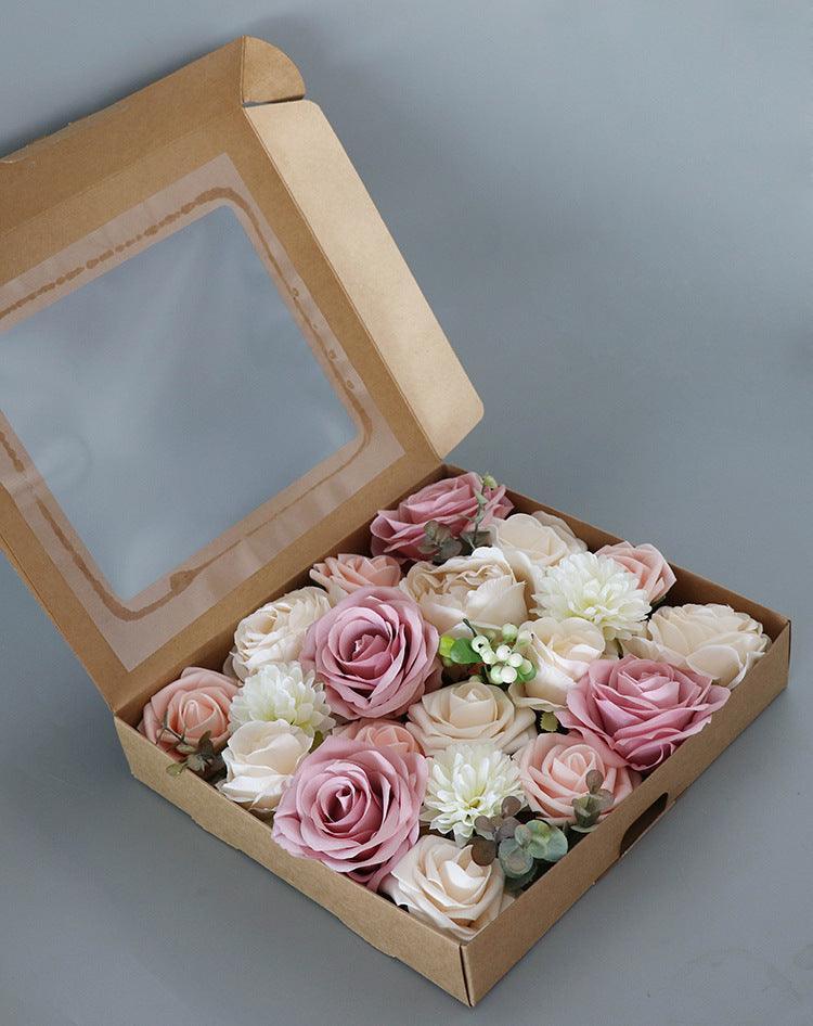 Simulated pink and white rose berry silk fabric aircraft box DIY interior decoration - Uflower