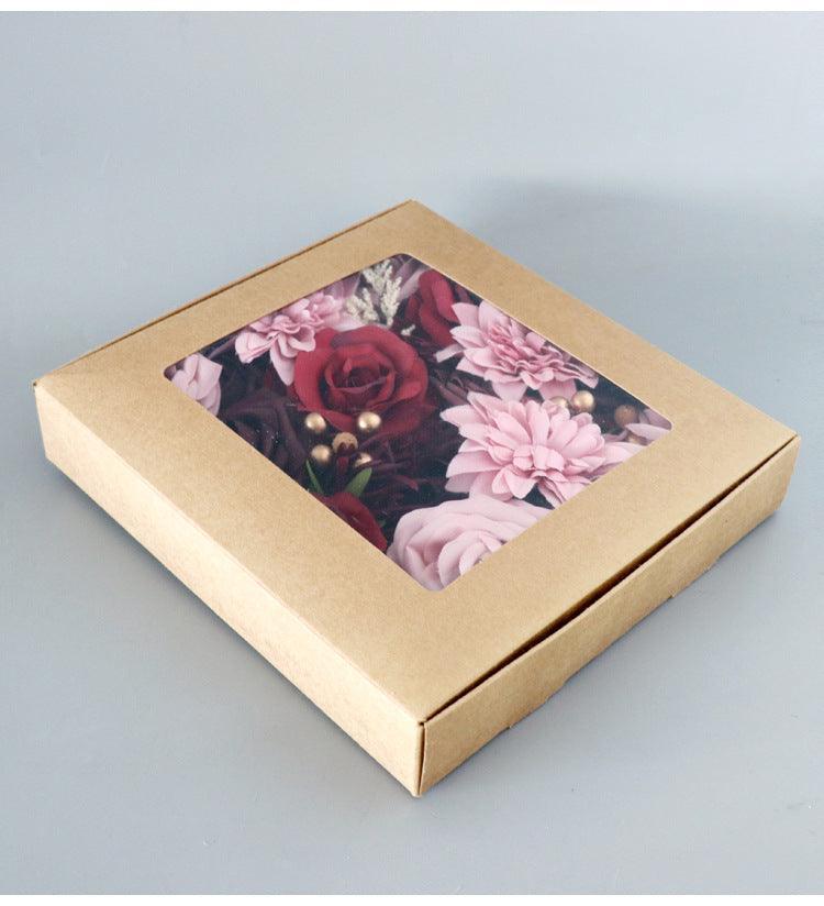 Simulated red and pink mixed rose silk fabric aircraft box DIY interior decoration - Uflower