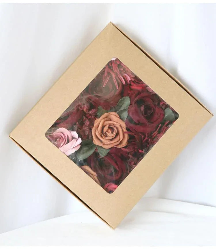 Simulated red rose silk fabric aircraft box DIY interior decoration - Uflower
