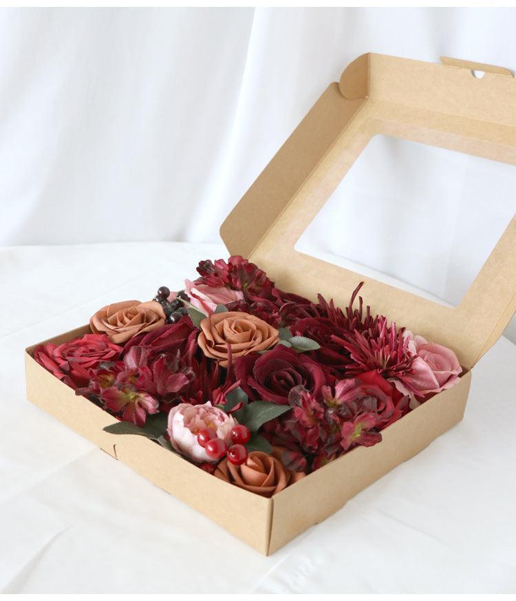 Simulated red rose silk fabric aircraft box DIY interior decoration - Uflower