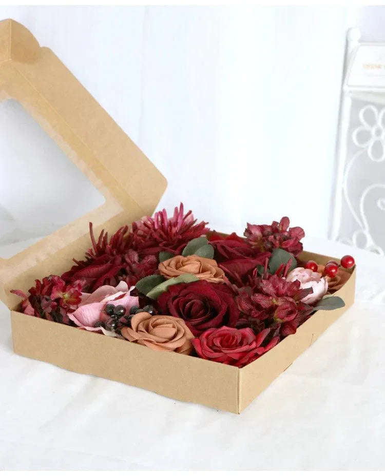 Simulated red rose silk fabric aircraft box DIY interior decoration - Uflower