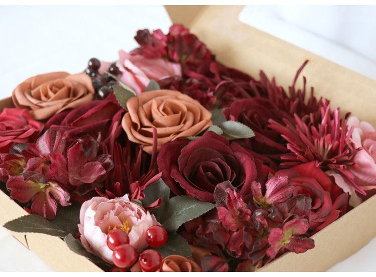 Simulated red rose silk fabric aircraft box DIY interior decoration - Uflower