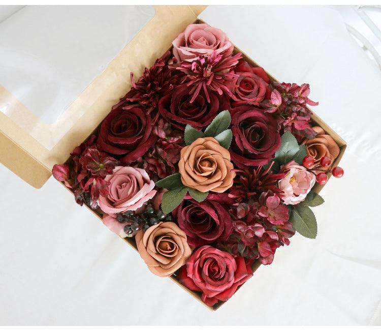 Simulated red rose silk fabric aircraft box DIY interior decoration - Uflower