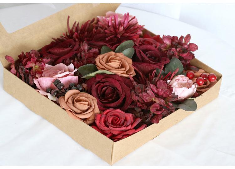 Simulated red rose silk fabric aircraft box DIY interior decoration - Uflower