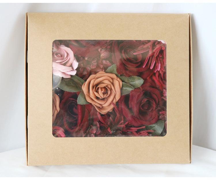 Simulated red rose silk fabric aircraft box DIY interior decoration - Uflower