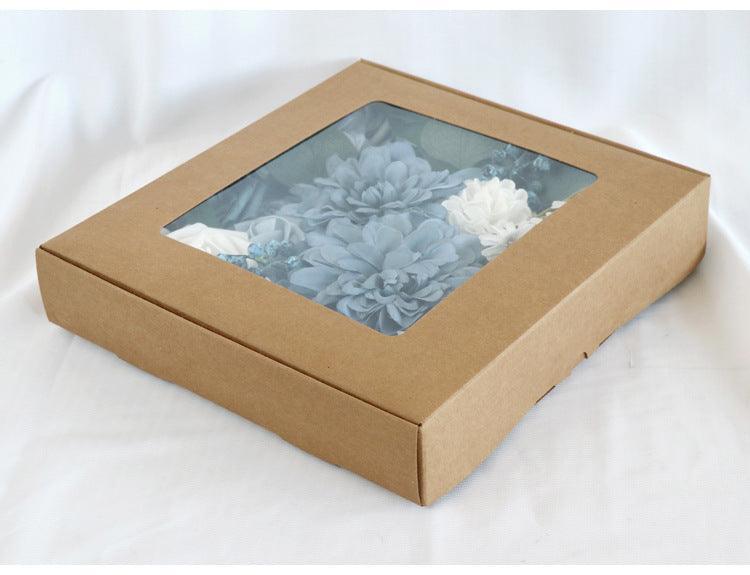 Simulated mixed blue dahlia rose silk fabric aircraft box DIY interior decoration - Uflower