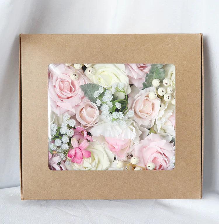 Simulated pink white rose sky filled silk fabric aircraft box DIY interior decoration - Uflower