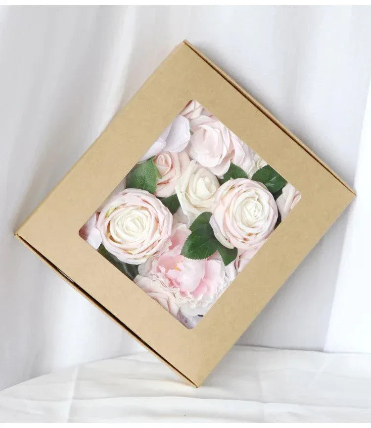 Simulated light pink rose silk fabric aircraft box DIY interior decoration - Uflower