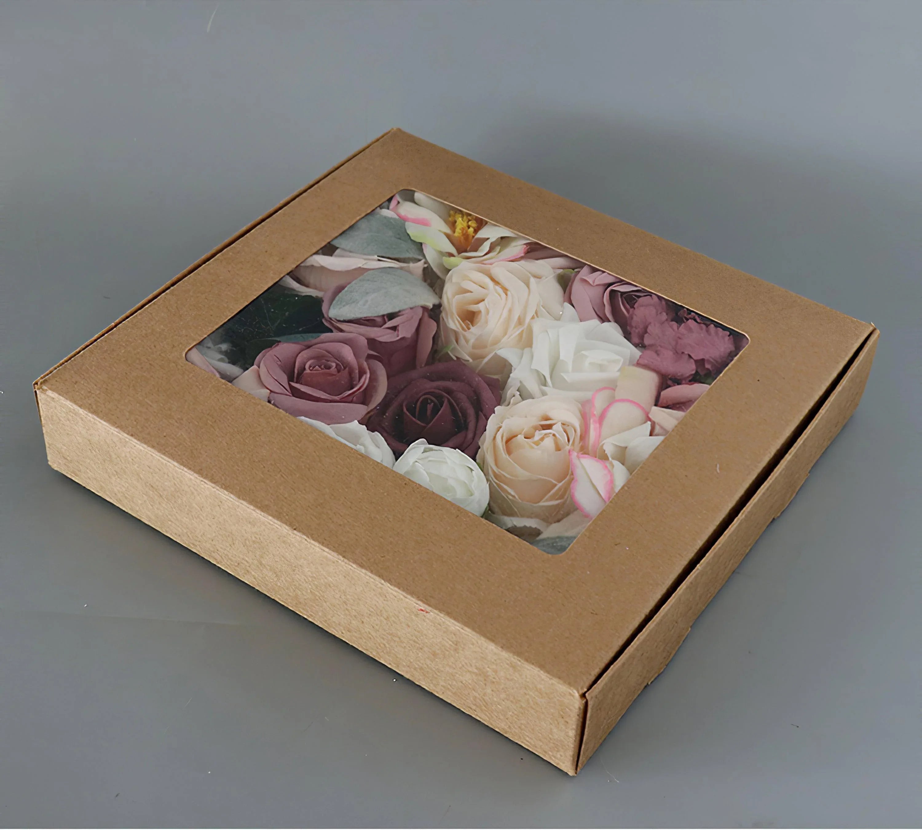 Simulated pink and white mixed rose silk fabric aircraft box DIY interior decoration - Uflower