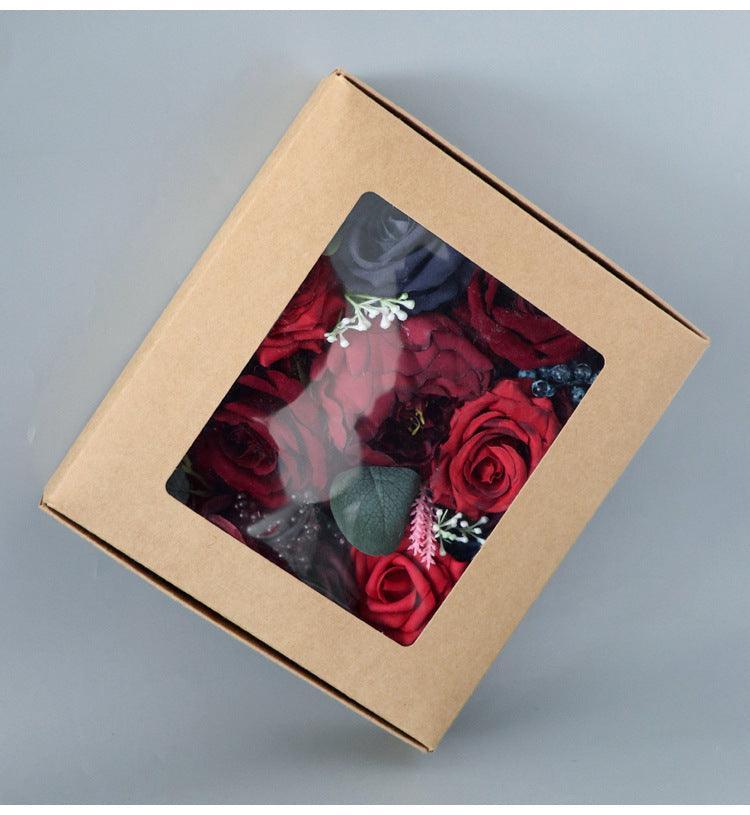 Simulated red mixed rose silk fabric aircraft box DIY interior decoration - Uflower