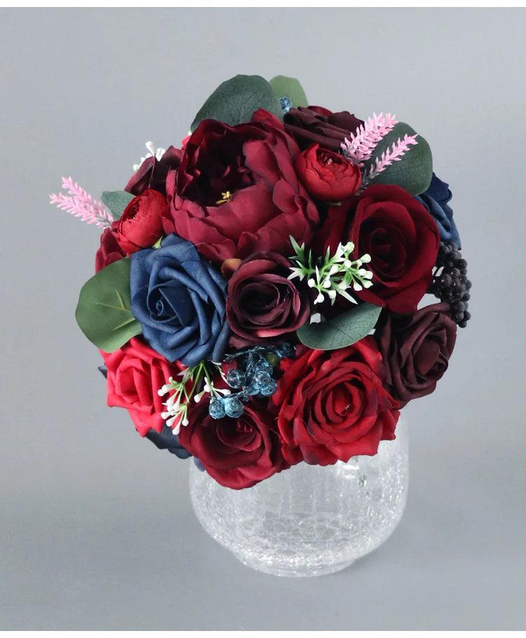 Simulated red mixed rose silk fabric aircraft box DIY interior decoration - Uflower