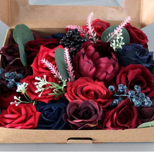 Simulated red mixed rose silk fabric aircraft box DIY interior decoration - Uflower