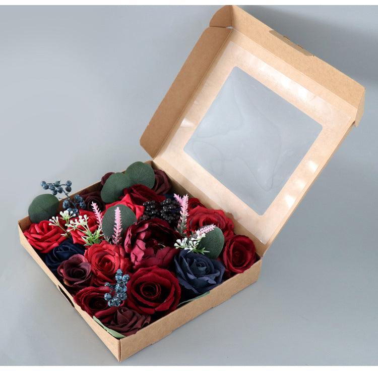 Simulated red mixed rose silk fabric aircraft box DIY interior decoration - Uflower