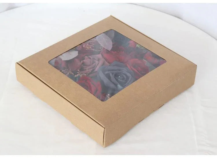 Simulated red and blue mixed rose silk fabric aircraft box DIY interior decoration - Uflower