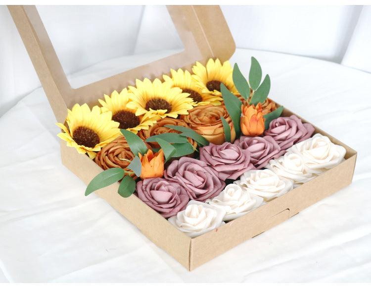 Simulated Sunflower Rose Silk Fabric Aircraft Box DIY Interior Decoration - Uflower