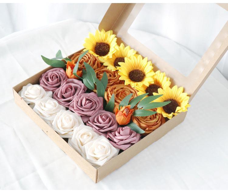 Simulated Sunflower Rose Silk Fabric Aircraft Box DIY Interior Decoration - Uflower
