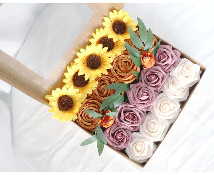 Simulated Sunflower Rose Silk Fabric Aircraft Box DIY Interior Decoration - Uflower