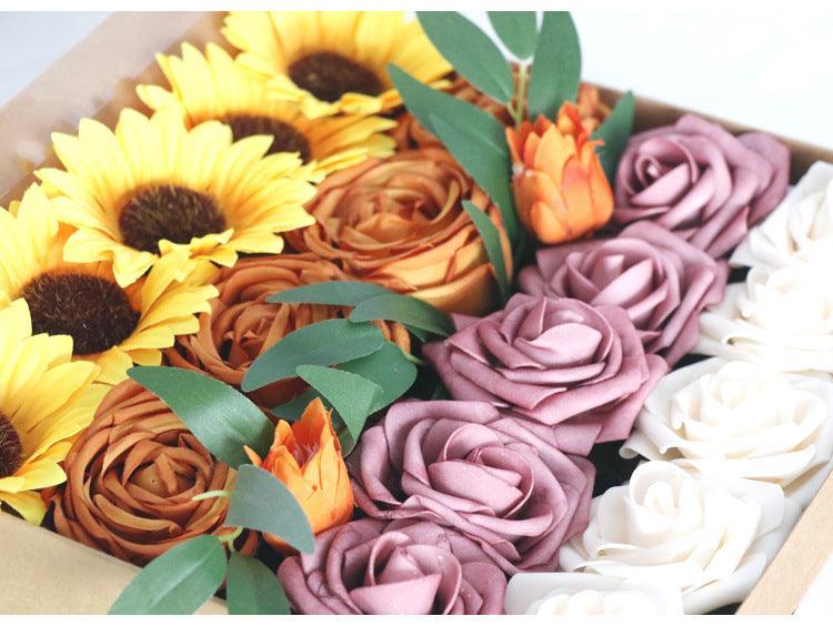 Simulated Sunflower Rose Silk Fabric Aircraft Box DIY Interior Decoration - Uflower