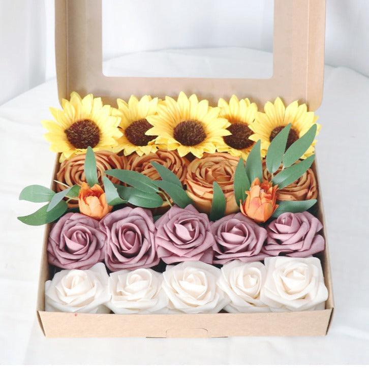 Simulated Sunflower Rose Silk Fabric Aircraft Box DIY Interior Decoration - Uflower