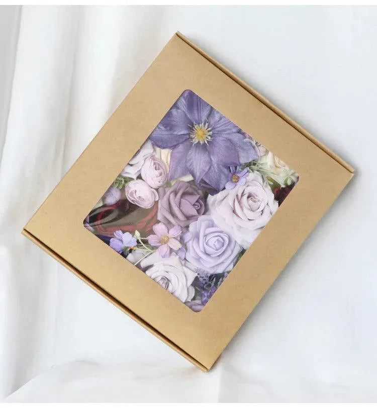 Simulated mixed purple rose silk fabric aircraft box DIY interior decoration - Uflower